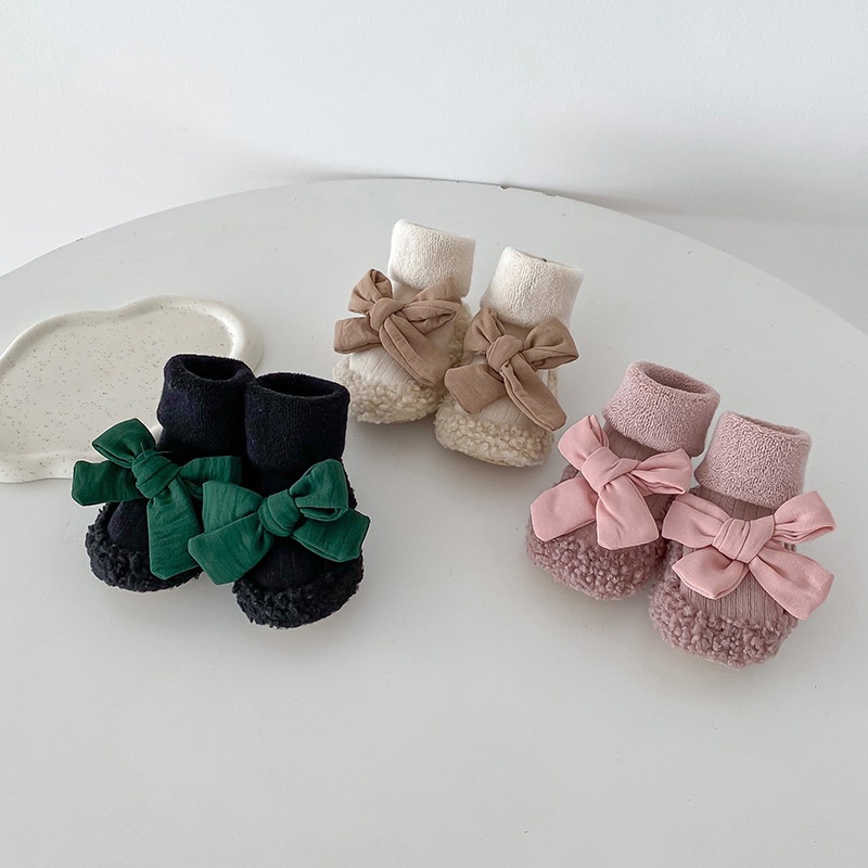 Giao Hàng Nhanh Vớ Dày Dặn Đính Nơ Phong Cách Hàn Quốc Thời Trang Thu Đông Cho Bé Gái