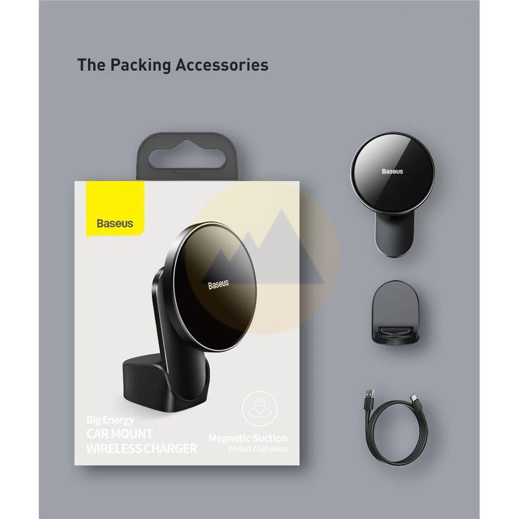 Đế Giữ Điện Thoại Baseus Tích Hợp Nam Châm Và Sạc Không Dây Dùng Trên Xe Hơi Big Energy Car Mount Wireless Chager
