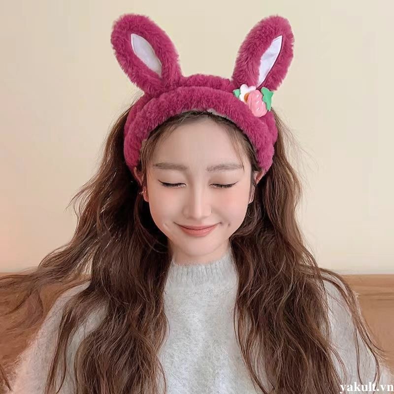 🎀 yakult 🎀Băng Đô Tai Thỏ Bằng Vải Bông Dễ Thương Dành Cho Nữ Rửa Mặt