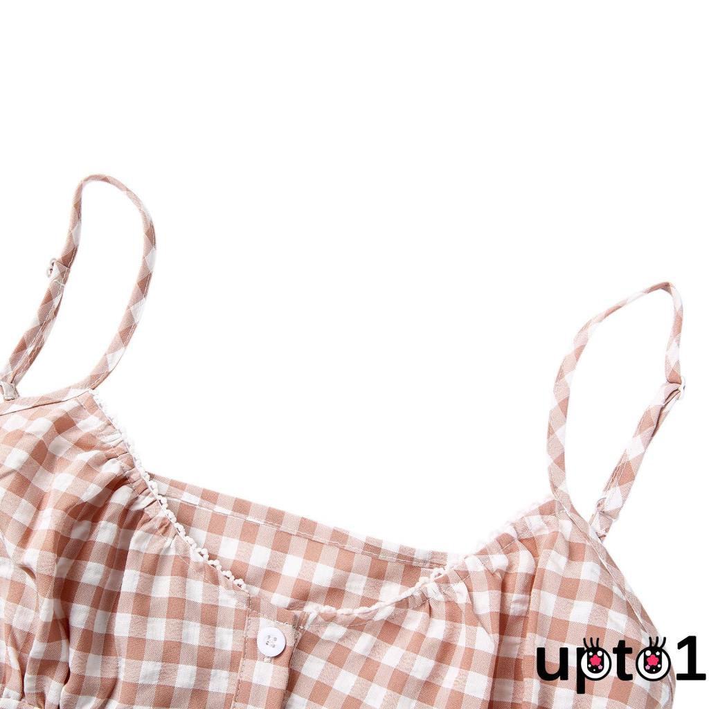 Áo tank Top Hai Dây Cổ Chữ v Xẻ Sâu Màu Trơn / Sọc Caro Thời Trang Mùa Hè Cho Nữ