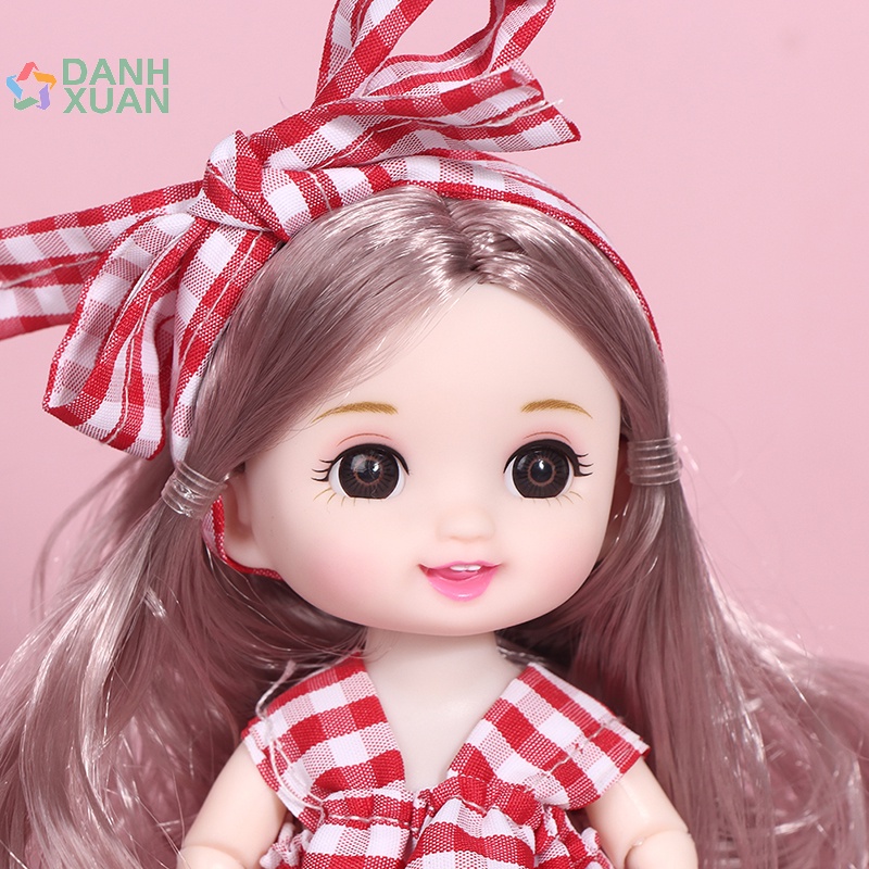 Búp bê bé gái Mini 17 cm mới với 13 khớp di động mắt to 3D cho bé gái tự làm mới