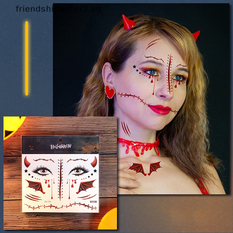 Hình Xăm Dán Vết Máu Kinh Dị Chống Nước Hóa Trang halloween