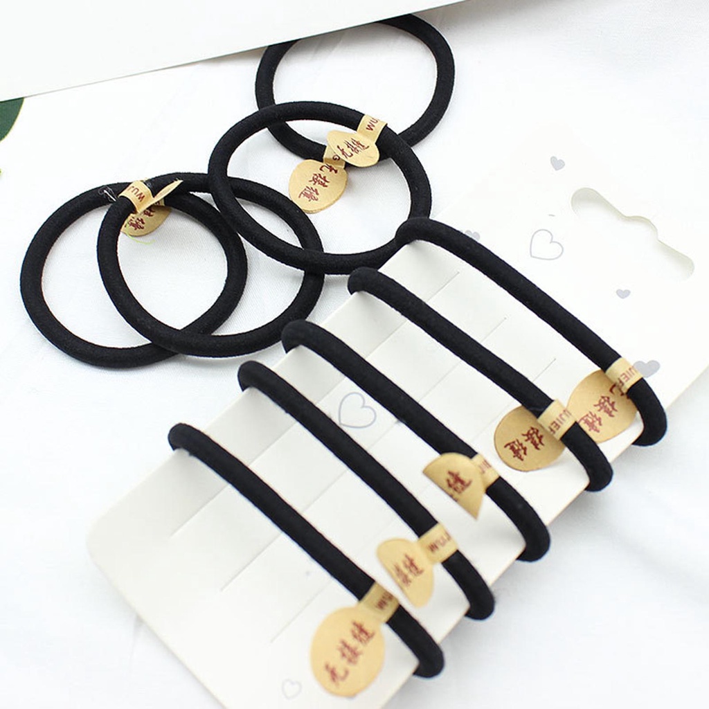 Broadfashion Dây Buộc Tóc Dày Không Đường May Độ Co Giãn Cao Siêu Bền Màu Đen Dành Cho Nữ Mặc Hàng Ngày