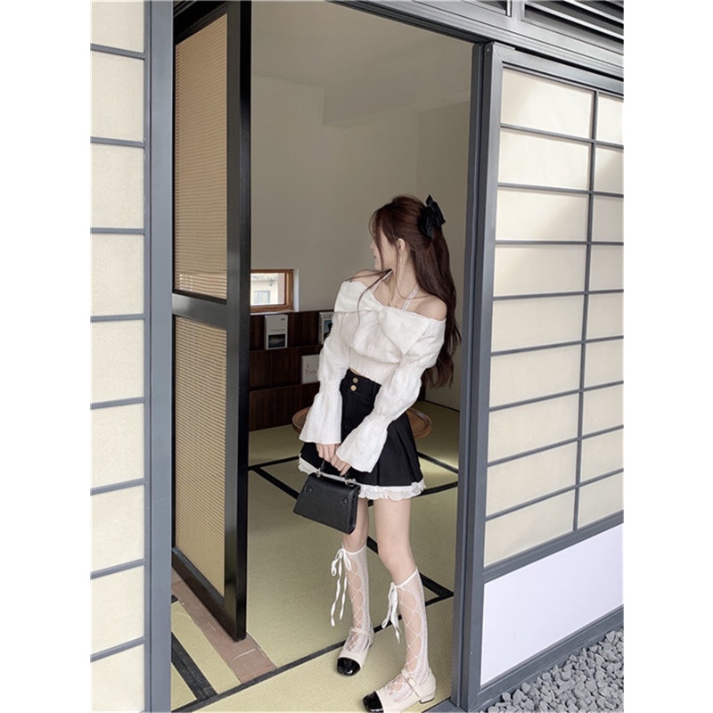 Áo Nữ Tay Dài Hở Vai Phối Ren Thời Trang Quyến Rũ