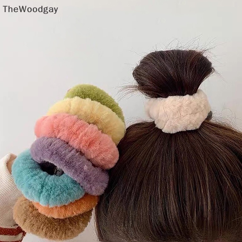 1 Dây Buộc Tóc Lông Xù Co Giãn Thời Trang Thu Đông Dành Cho Nữ