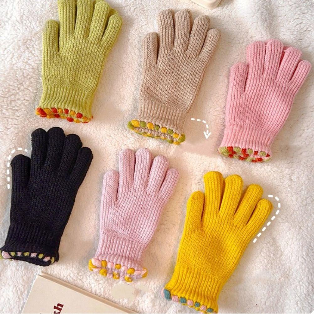 Găng Tay Dệt Kim Dày Dặn Giữ Ấm Có Thể Chạm Màn Hình Cảm Ứng Màu Sắc