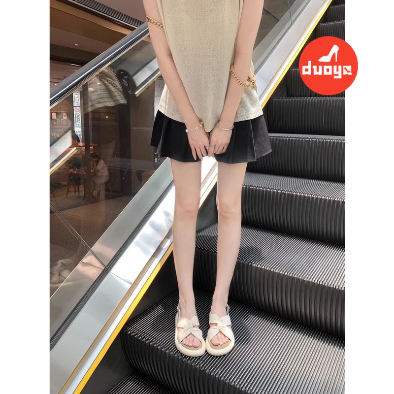 Duoya Tóc Thẳng ~   Giày Sandal Đi Biển Mùa Hè Bong Bóng Siêu Mềm Thắt Nút Chéo Đơn Giản Cho Nữ Miễn Phí Vận Chuyển
