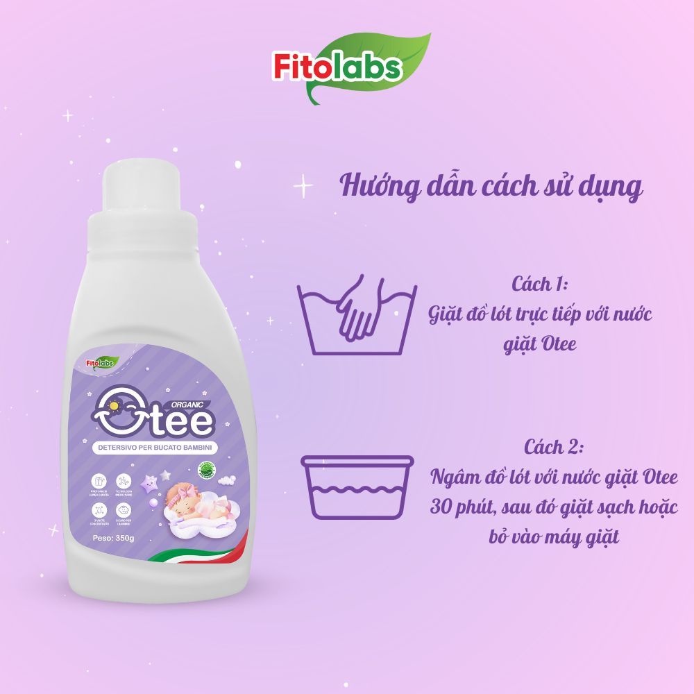Nước Giặt Sinh Học Quần Áo Trẻ Em Otee Giúp Làm Sạch Vết Bẩn, Sạch Khuẩn, Ngừa Viêm Cho Bé Lọ 350ml -TPCN041