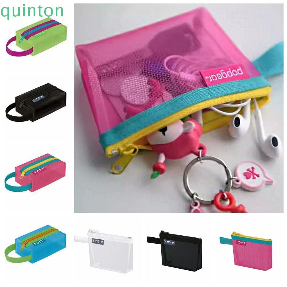 Shanhai Túi Lưới Khóa Kéo Đựng Thẻ id / Tiền Xu / Mỹ Phẩm Tiện Lợi Cho Học Sinh