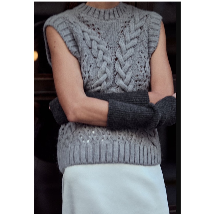 Zara Áo Dệt Kim Sát Nách Cổ Tròn Thời Trang Thu Đông 235802119