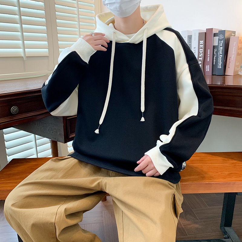 Đen Áo Hoodie Dáng Rộng In Họa Tiết Cá Tính Theo Phong Cách Mùa Thu Dành Cho Nam