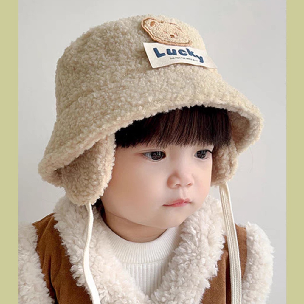 Mũ Tai Gấu Hoạt Hình Giữ Ấm Cho Bé Trai