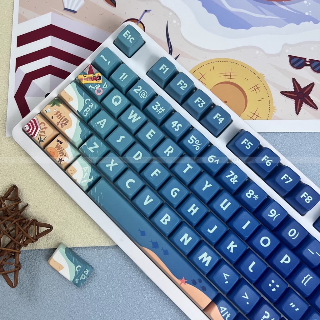 Thế Giới Dưới Nước Keycaps MDA Profile Biển Xanh PBT DYE SUB Bàn Phím Cơ Keycap