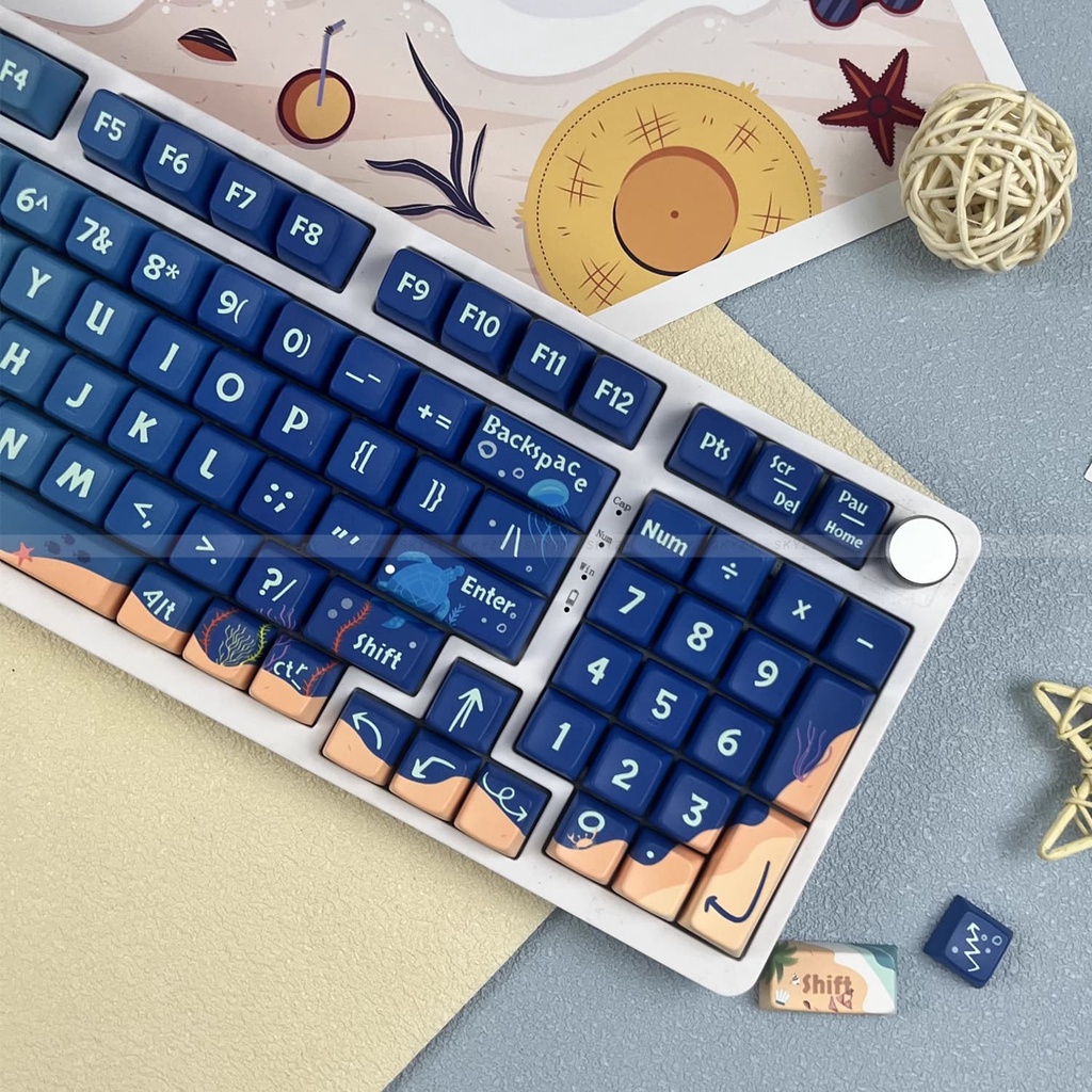 Thế Giới Dưới Nước Keycaps MDA Profile Biển Xanh PBT DYE SUB Bàn Phím Cơ Keycap