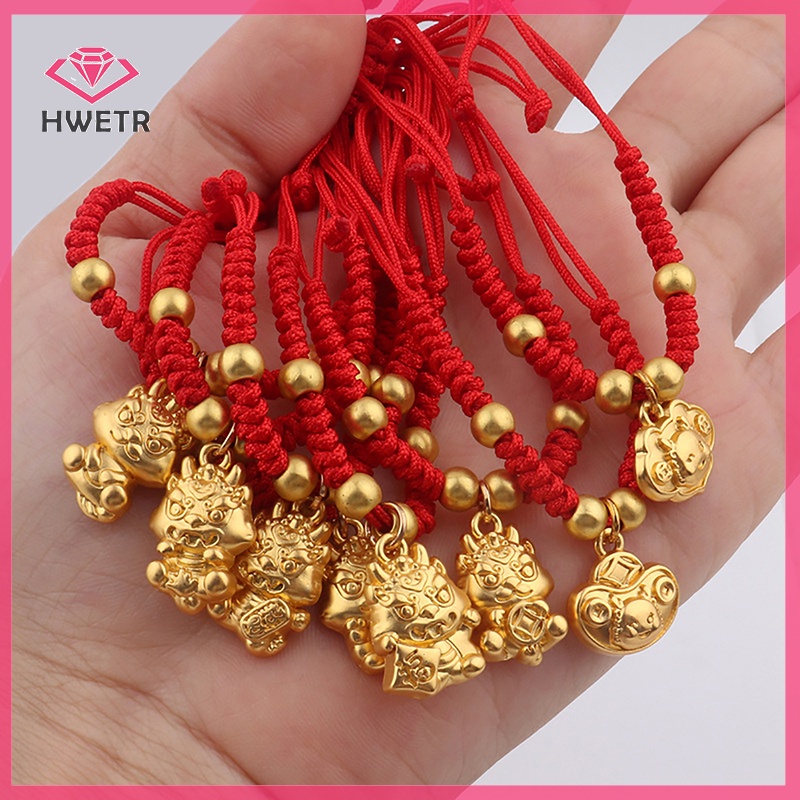 Vòng Tay Dây Đỏ May Mắn Khắc Hình Rồng Năm 2024 Mới