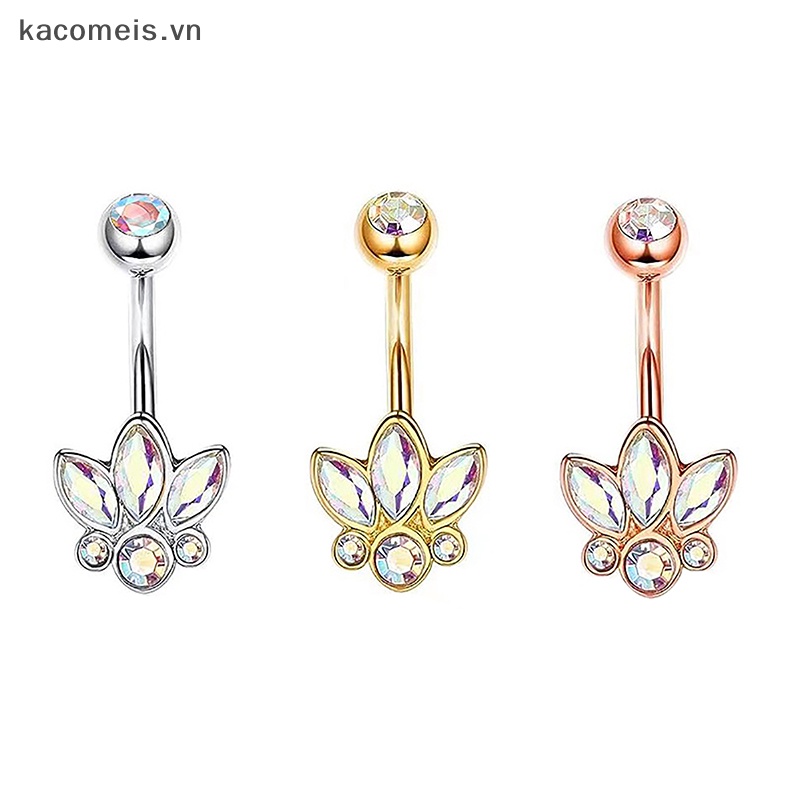 Kaimeisvn Khuyên Rốn Bằng Thép Không Gỉ Đính Đá zircon Hình Trái Tim / Bướm Màu Hồng Cho Nữ vn