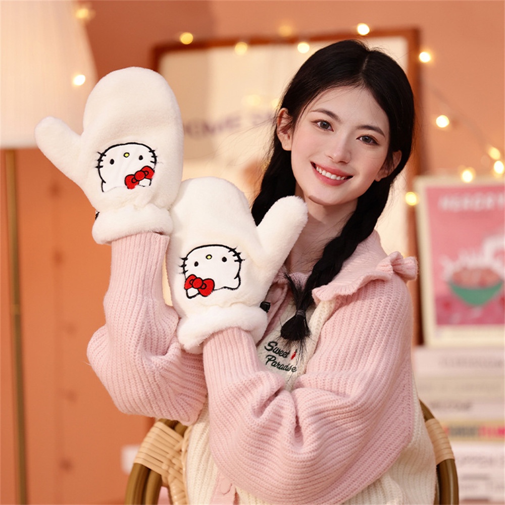 Găng Tay Dệt Kim ấm áp Cinnamoroll Anime Giai điệu Dễ Thương Nhồi Bông Mùa đông Găng Tay Chống Gió Mềm Mại Dành Cho Bé Gái Quà Tặng Giáng Sinh Cho Trẻ Em.