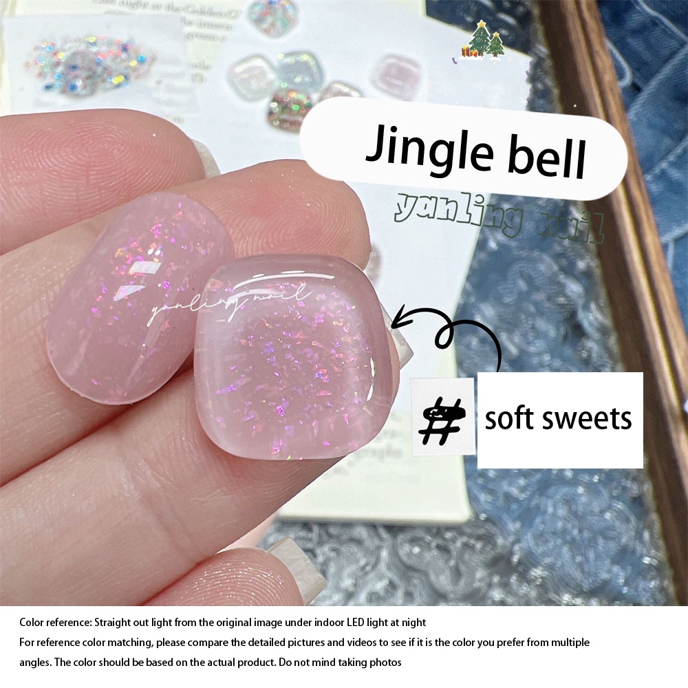 CYREAL Jingle Bells Series Edelweiss Ngày Lễ Giáng Sinh Làm Móng Xanh Lấp Lánh Sequin Sơn Móng Tay Keo Dán Móng Tay Móng Tay Nghệ Thuật