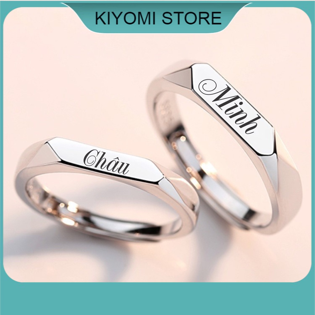 Nhẫn đôi nhẫn cặp nam nữ khắc tên theo yêu cầu freesize không gỉ không phai màu