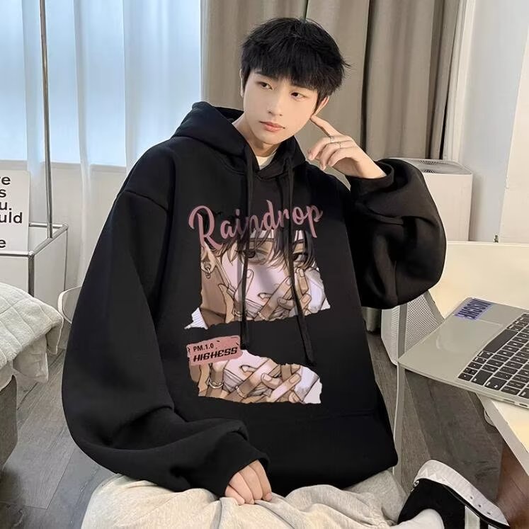 Áo hoodie dáng rộng thời trang cho nam size M-8XL cotton Mùa Thu Dáng Tay Dài In Họa Tiết Hoạt Hình Phong Cách Hàn Quốc Cho Cặp Đôi