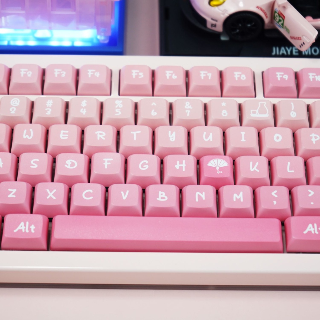 Keycaps chủ đề màu hồng Sakura, keycap 131 phím, chiều cao XDA 9,5mm, thăng hoa PBT, thích hợp cho bàn phím phím 87/68/84/104/108