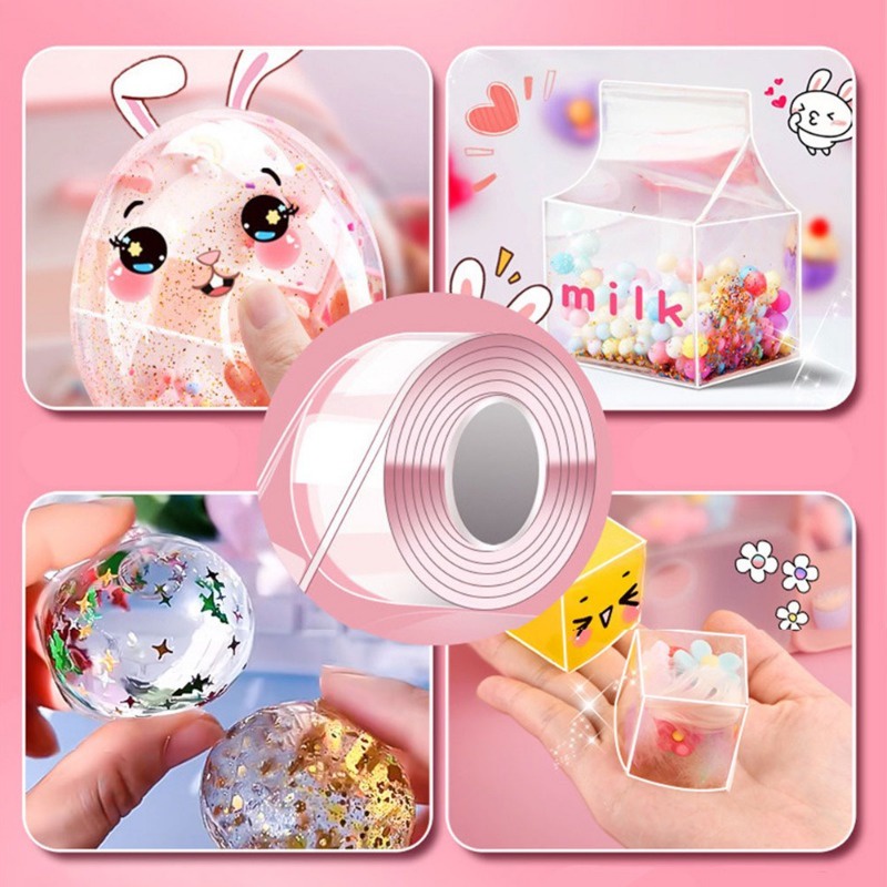 Cuộn Băng Keo Hai Mặt nano Trong Suốt Dùng Trang Trí Đồ Chơi diy