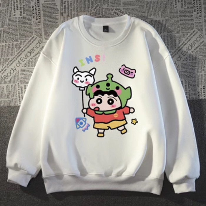 Áo hoodie Tay Dài Dáng Rộng In Hình Cậu Bé Bút Chì shin-chan Thời Trang harajuku