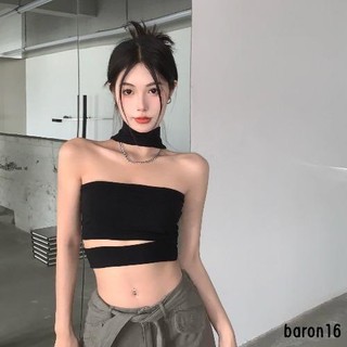 Risz áo croptop trễ vai không tay hở lưng gợi cảm cho nữ đen