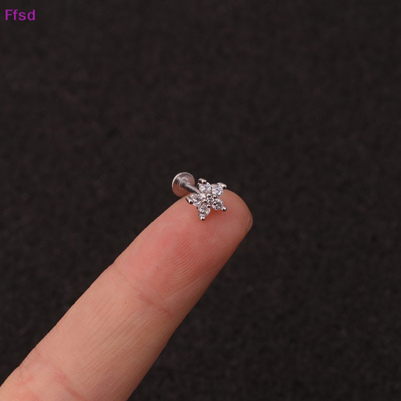 Khuyên Tai Đinh Tán Bằng Thép Không Gỉ Đính Đá zircon Hình Vương Miện Thời Trang Dự Tiệc Cho Nữ