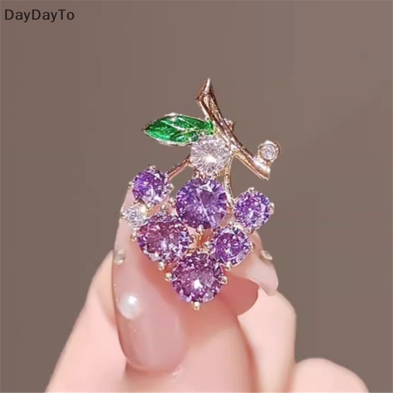 Daydayto Ghim Cài Áo Hình Chùm Nho Màu Tím Hình Thoi mini Đơn Giản Cho Nữ