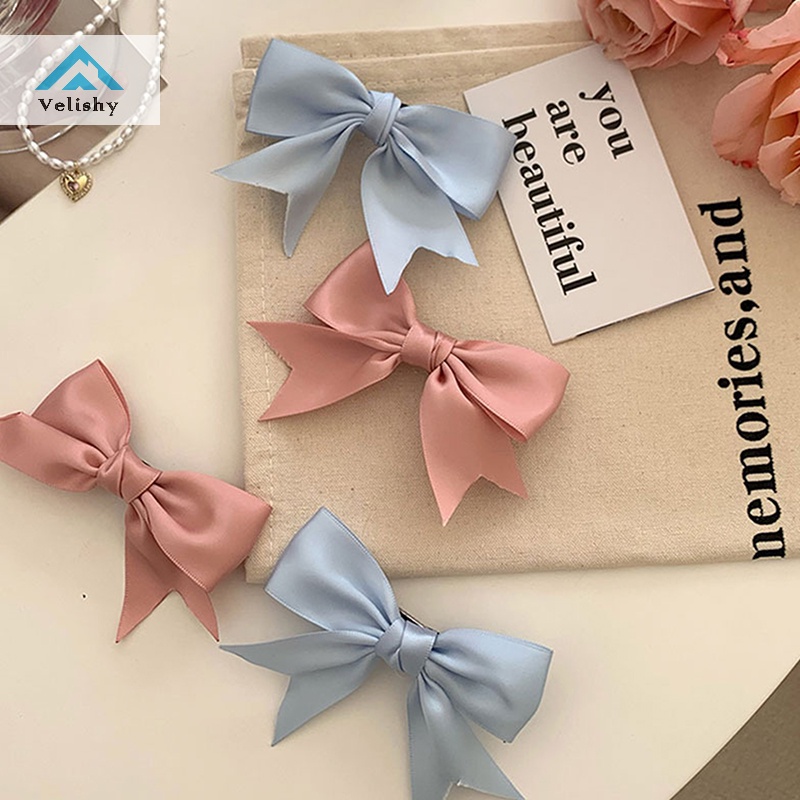 Velishy Set 2 / 1 Cặp Kẹp Tóc Nơ Xinh Xắn Cho Nữ