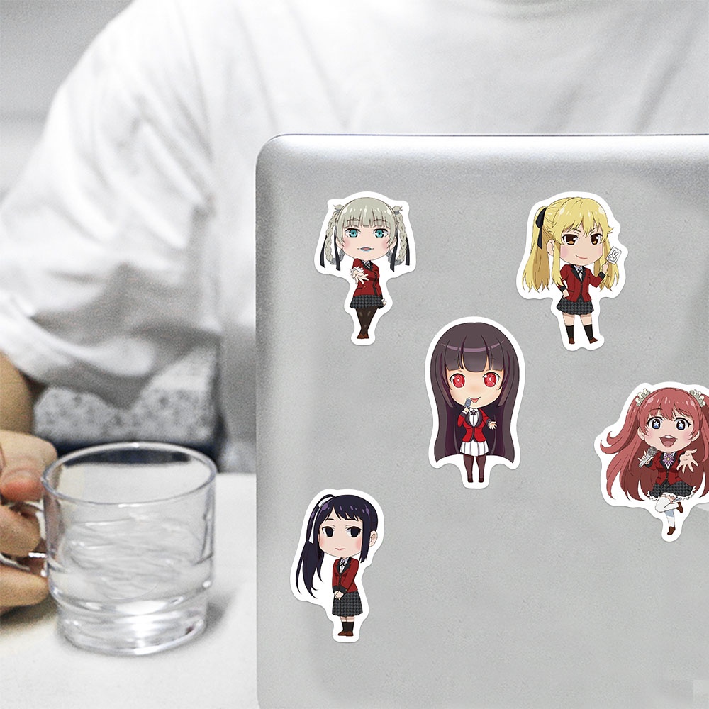 Set 50 / 100 Phim hoạt hình Kawaii Eiga Kakegurui Stickers Máy tính xách tay vali văn phòng phẩm Stickers không thấm nước album đồ chơi sinh nhật cho trẻ em