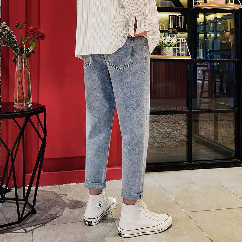 Quần Jean Dài Tới Mắt Cá Chân Dáng Ôm Eo Co Giãn Thời Trang Xuân Thu Cho Nam