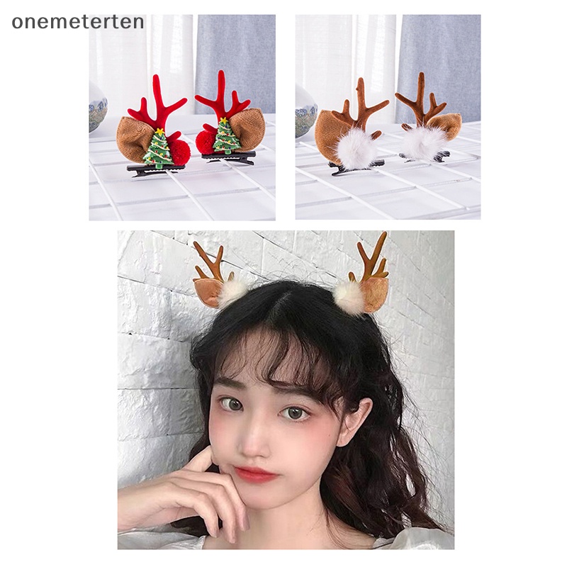 1 Cặp Kẹp Tóc Hình Nơ / Ông Già Noel / Tuần Lộc Giáng Sinh Năm Mới Cho Bé Gái