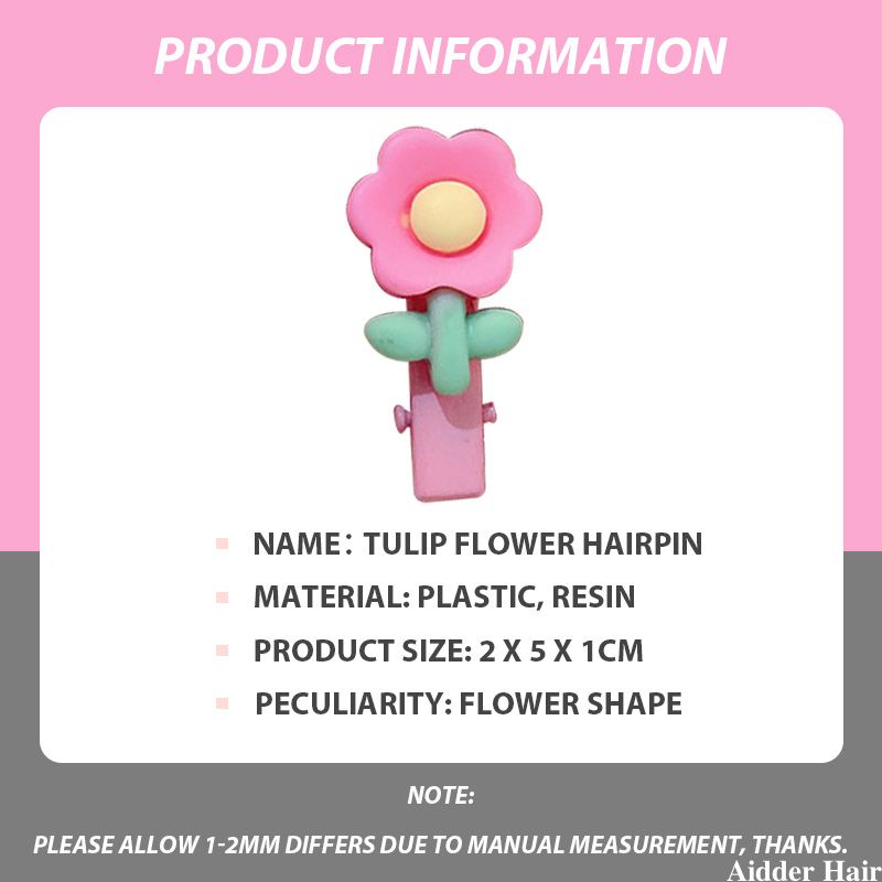 🍒🍒Kẹp tóc mái hoa tulip màu sắc pastel nhẹ nhàng dễ thương