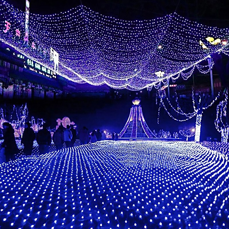Fstyzx Rèm Lưới Có Đèn led 1.5 X 1.5M 96 Bóng Trang Trí Giáng Sinh Ngoài Trời