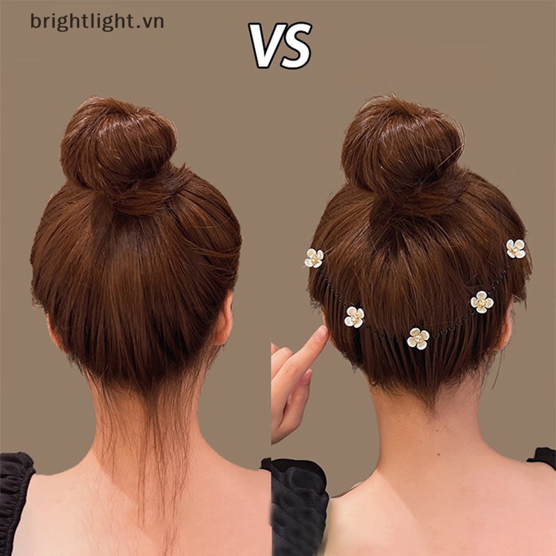 Lược Cài Tóc Nhựa Hình Hoa Đính Ngọc Trai Phong Cách vintage Cho Nữ