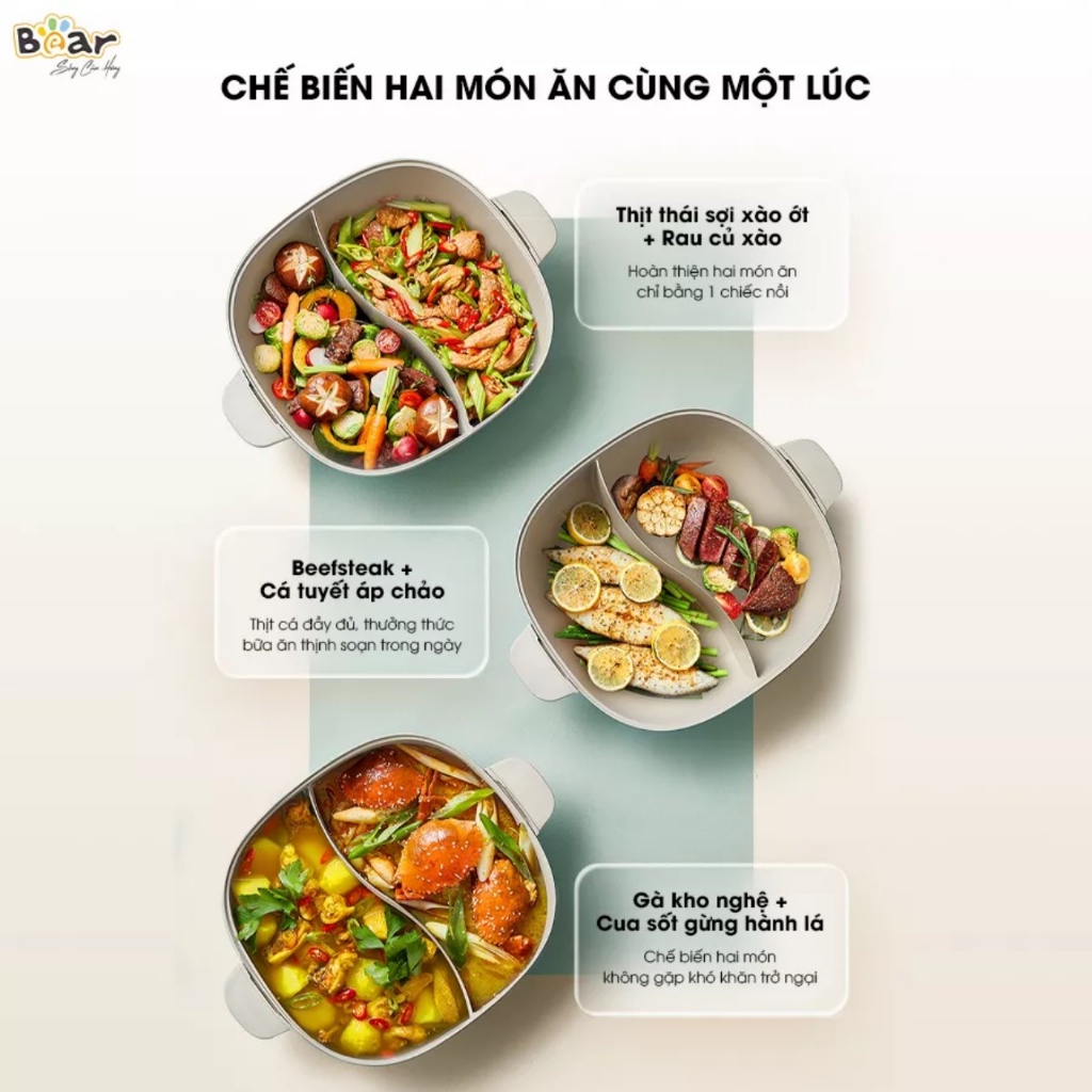 Nồi Lẩu 2 Ngăn BEAR-SB NL60U ⚡ CHÍNH HÃNG ⚡ Nồi lẩu đa năngTiện Lợi Cho Mọi Gia Đình - Bảo Hành 12 Tháng