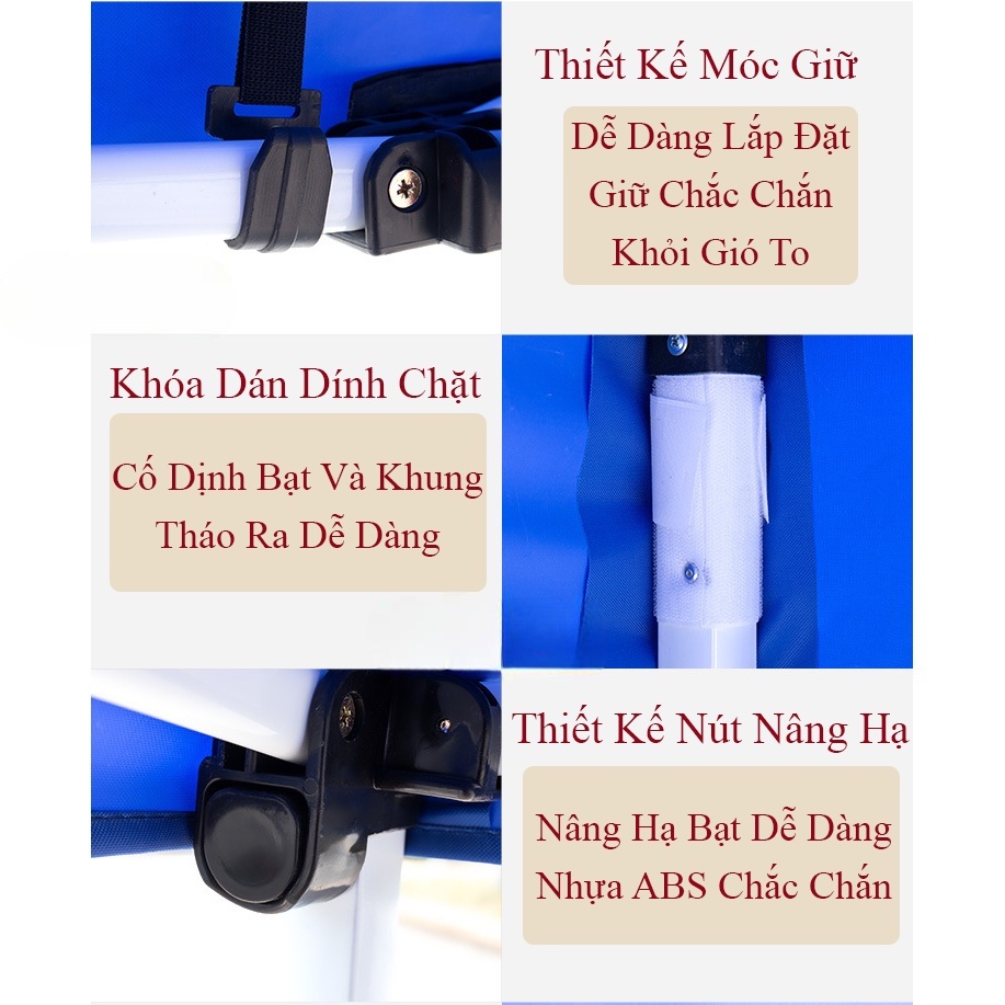 Nhà Bạt Di Động Mái Che Cao Cấp 2Mx2M, 3Mx3M Khung Sắt Tĩnh Điện Không Gỉ Vải Dù Che Nắng Ngoài Trời Bảo Hành 2 năm