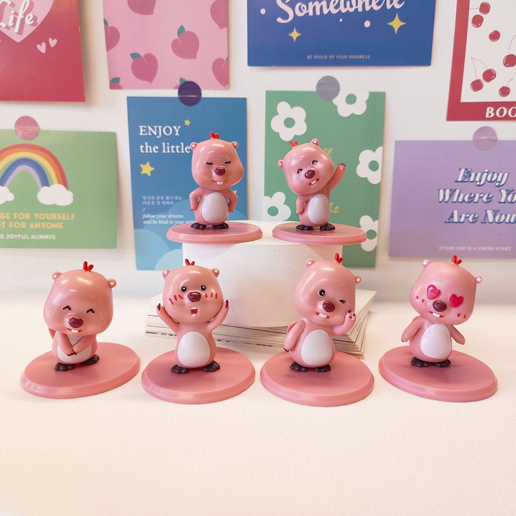 1 set 6 Đồ trang trí Nhân Vật anime pororo loopy Bằng pvc Dễ Thương Trang Trí Bàn Làm Việc