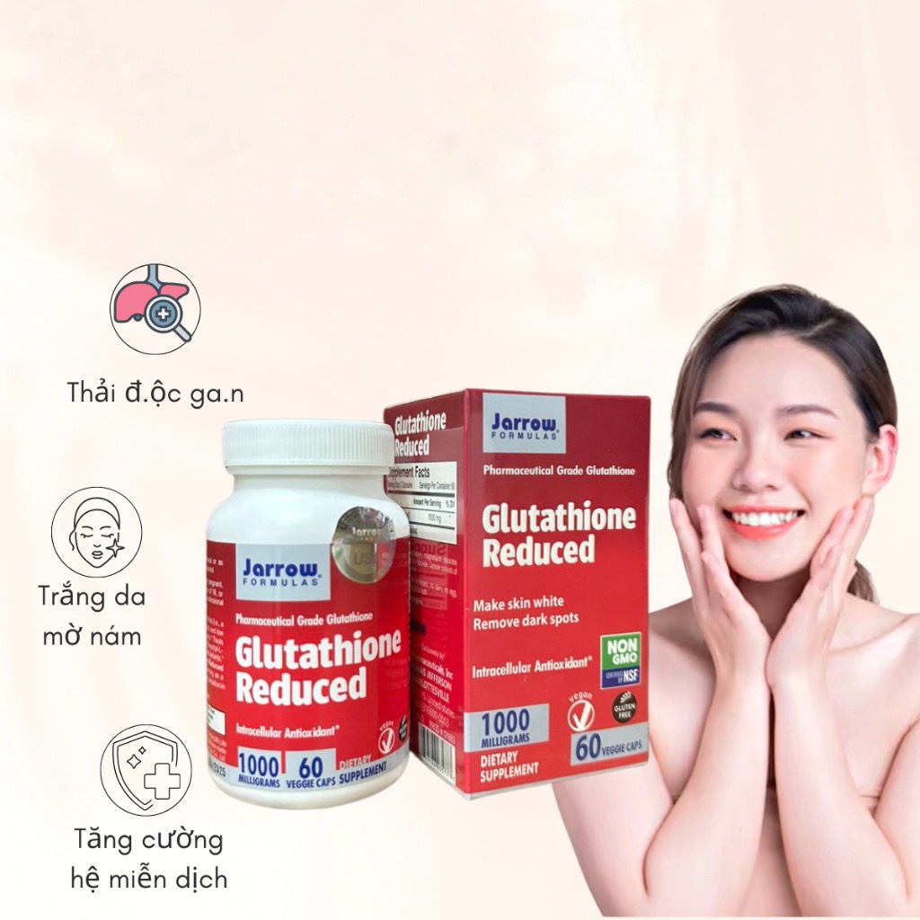 Viên Uống Trắng Da Glutathione Giúp Da Trắng Sáng Mờ Nám Tàn Nhan - Viên Uống Glutathione Reduced 1000mg Mỹ