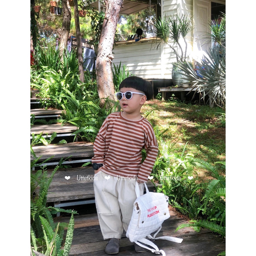 ÁO THUN SỌC TAY DÀI PHONG CÁCH HÀN QUỐC CHO BÉ GÁI VÀ BÉ TRAI 1189