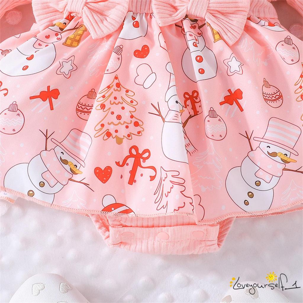 Set Đồ Giáng Sinh 2 Món Gồm Áo Tay Dài Và Băng Cài Đầu In Họa Tiết Hoạt Hình Cho Bé Gái Sơ Sinh b930g