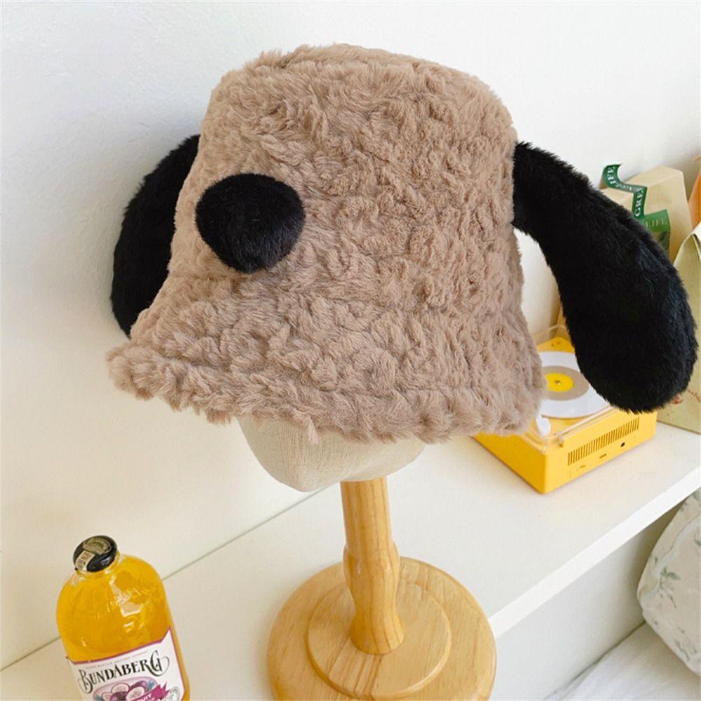 Nón Tai Bèo Phủ Lông Dày Dặn Giữ Ấm Hình Chú Chó Dễ Thương Thời Trang Cho Nữ