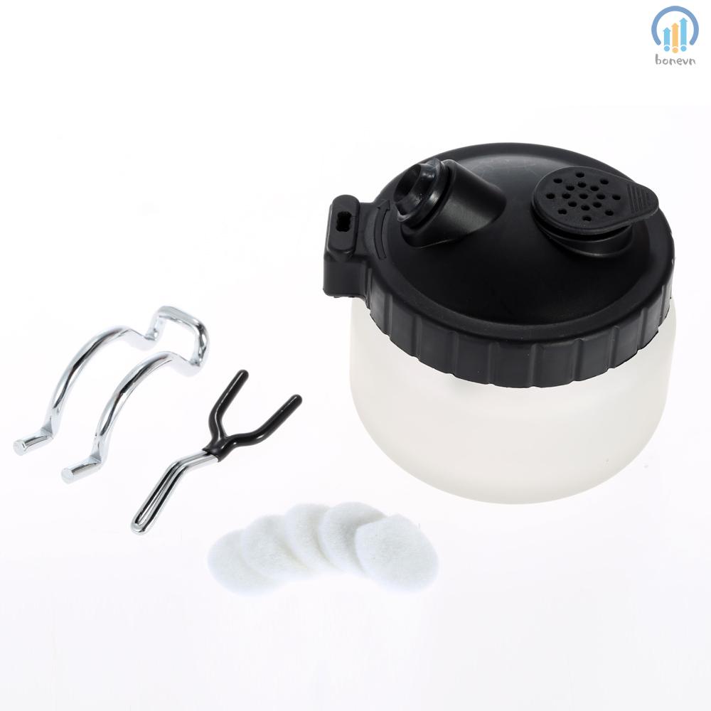 KKmoon Airbrush Cleaning Pot Glass Air Brush Holder Clean Paint Jar Bottle - Professional Manicures Tattoo Supply