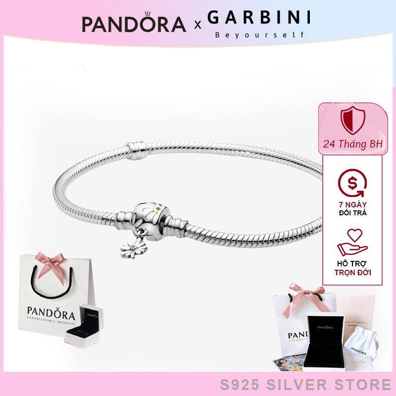 Vòng tay charm Pandora Moments Daisy Flower Clasp Snake Pan2012 s925 fullbox