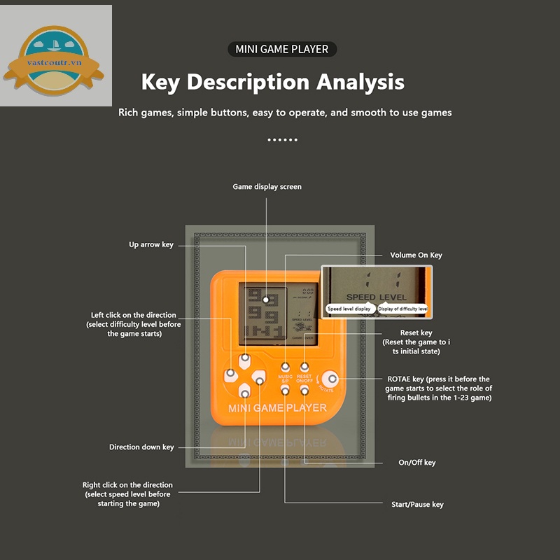 Coutr Máy Chơi game Bỏ Túi mini Có Móc Khóa Phong Cách Hoài Cổ Trò Chơi tetris deion