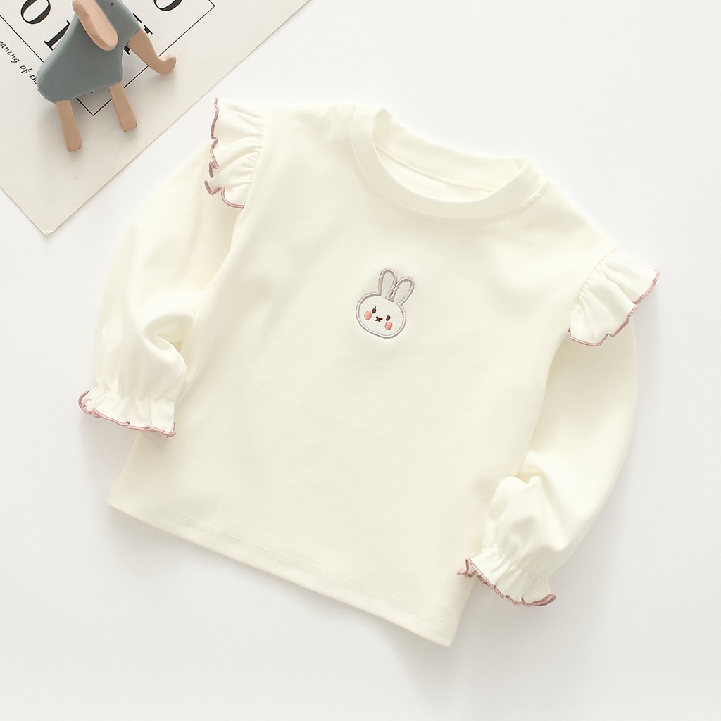 Áo Thun cotton Tay Dài Phong Cách Công Chúa Thời Trang Xuân Thu Dành Cho Bé Gái