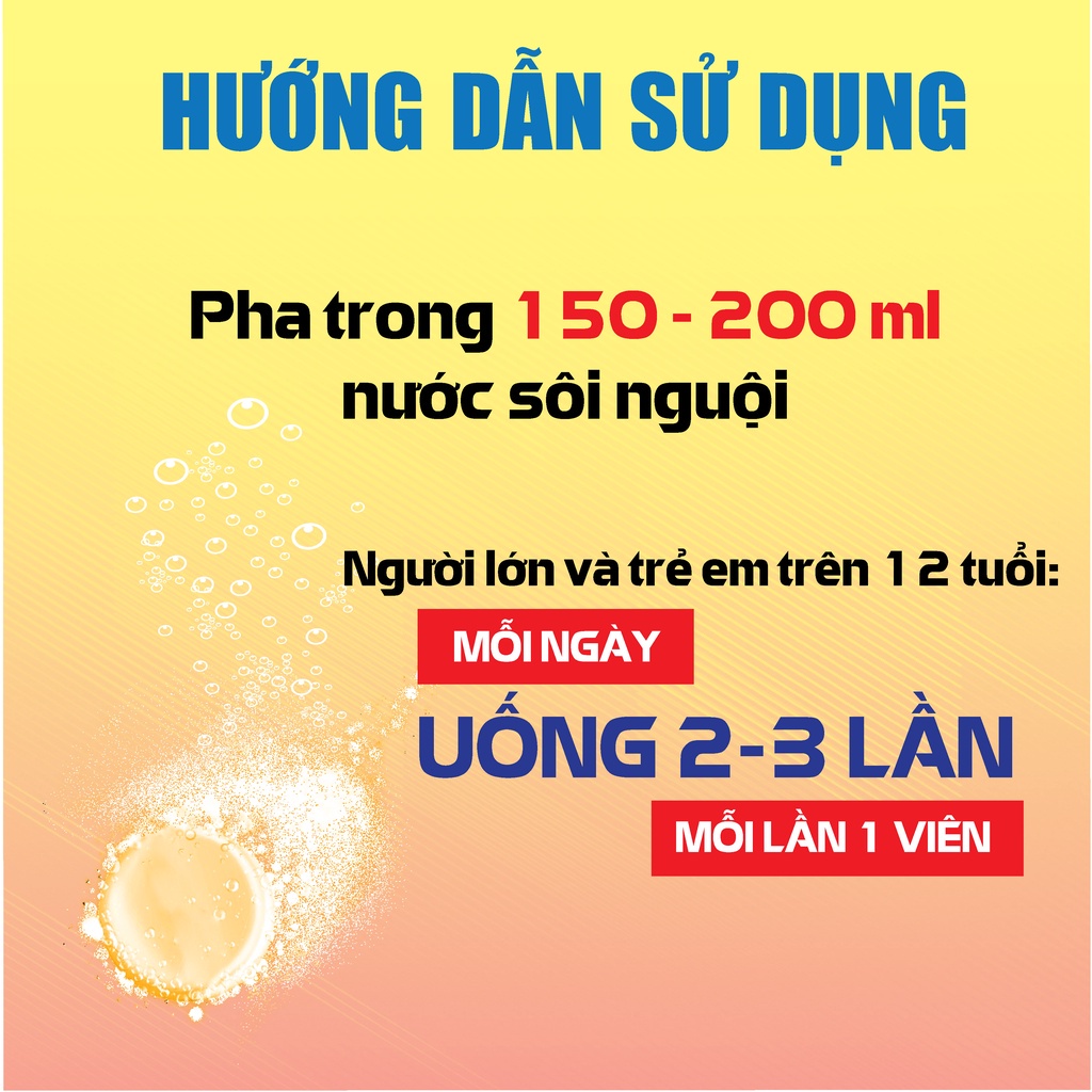 Viên sủi tăng lực HADIPHAR Vị bò húc