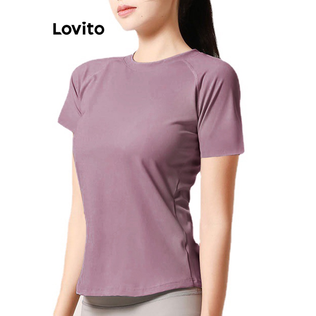 Áo thun Lovito thể thao màu trơn cơ bản cho nữ LNA27216